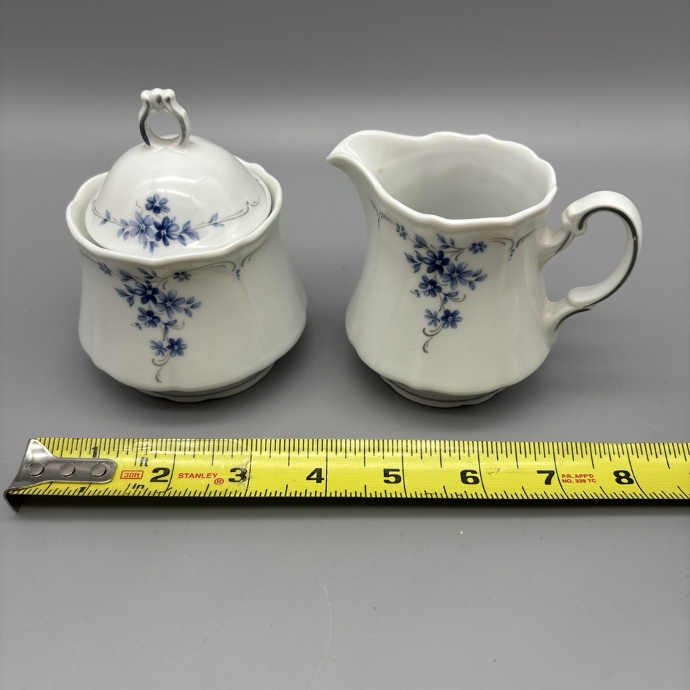 WINTERLING ROSLAU BAVARIA, CREAM & SUGAR Set Blue Flowers - Picture 6 of 7